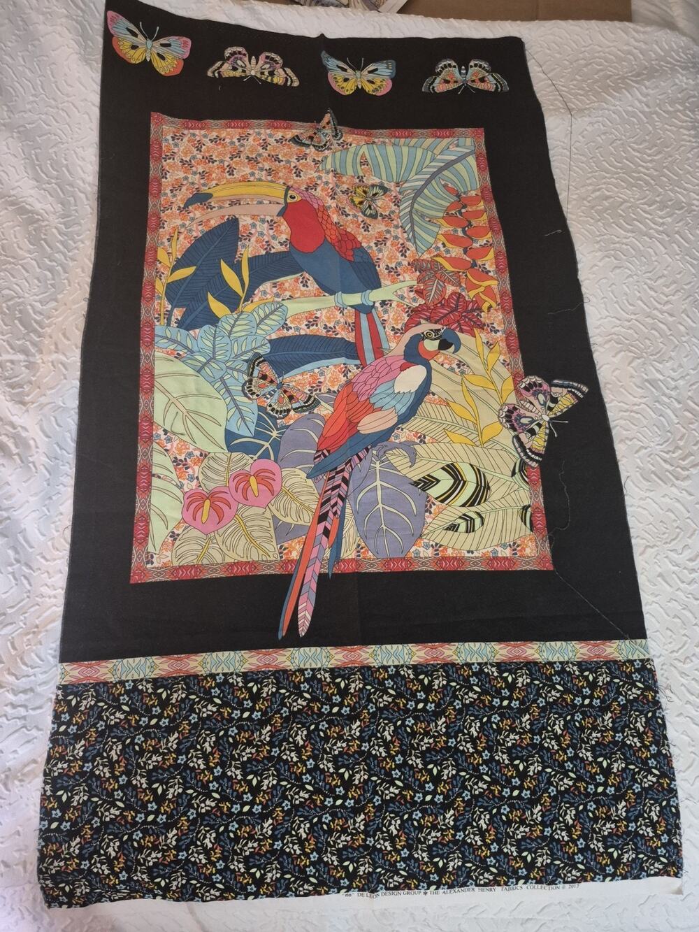 💥 Alexander Henry Fabric Rio Panel Birds Cotton Quilt Fabric A4